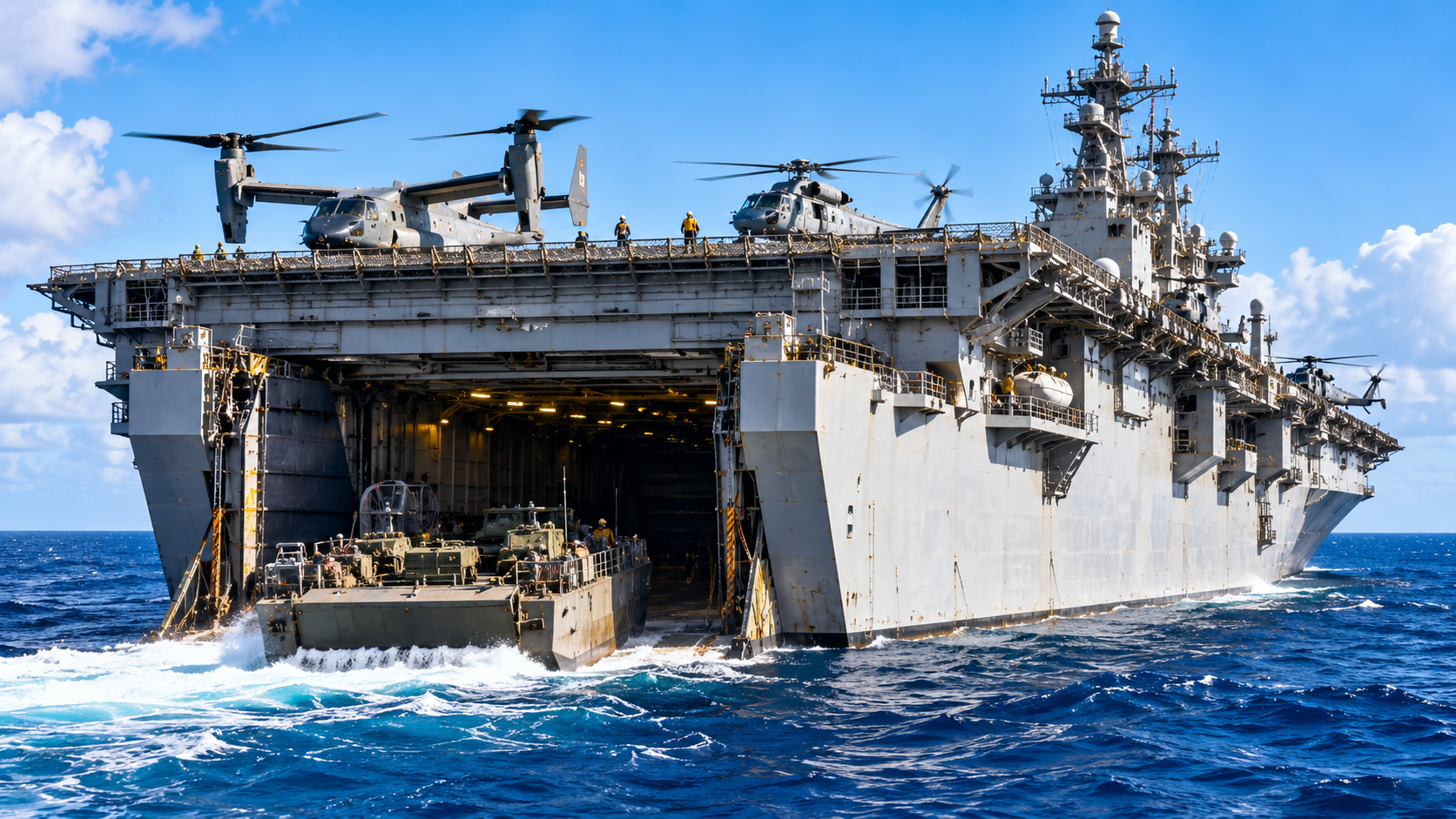 Why this Navy ship has an aircraft carrier on top and a dock underneath