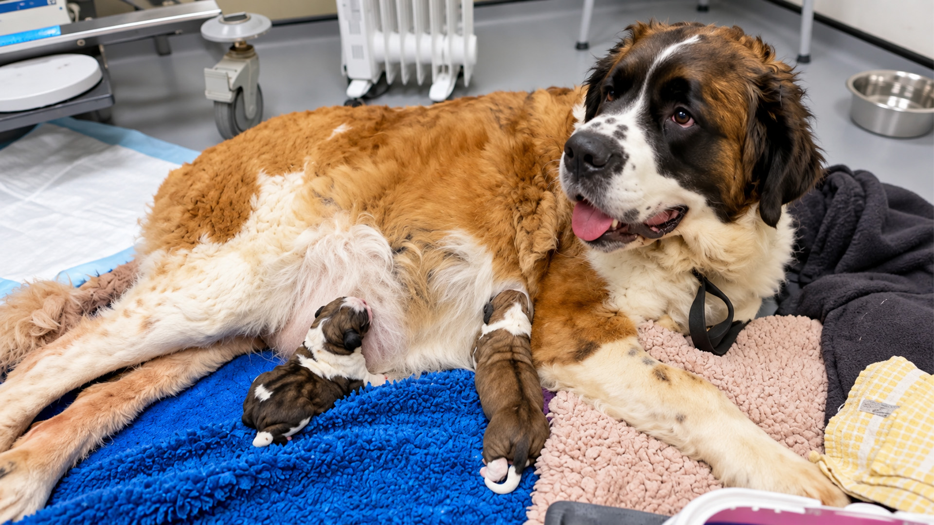 Golden retriever meets newborn rescue puppies