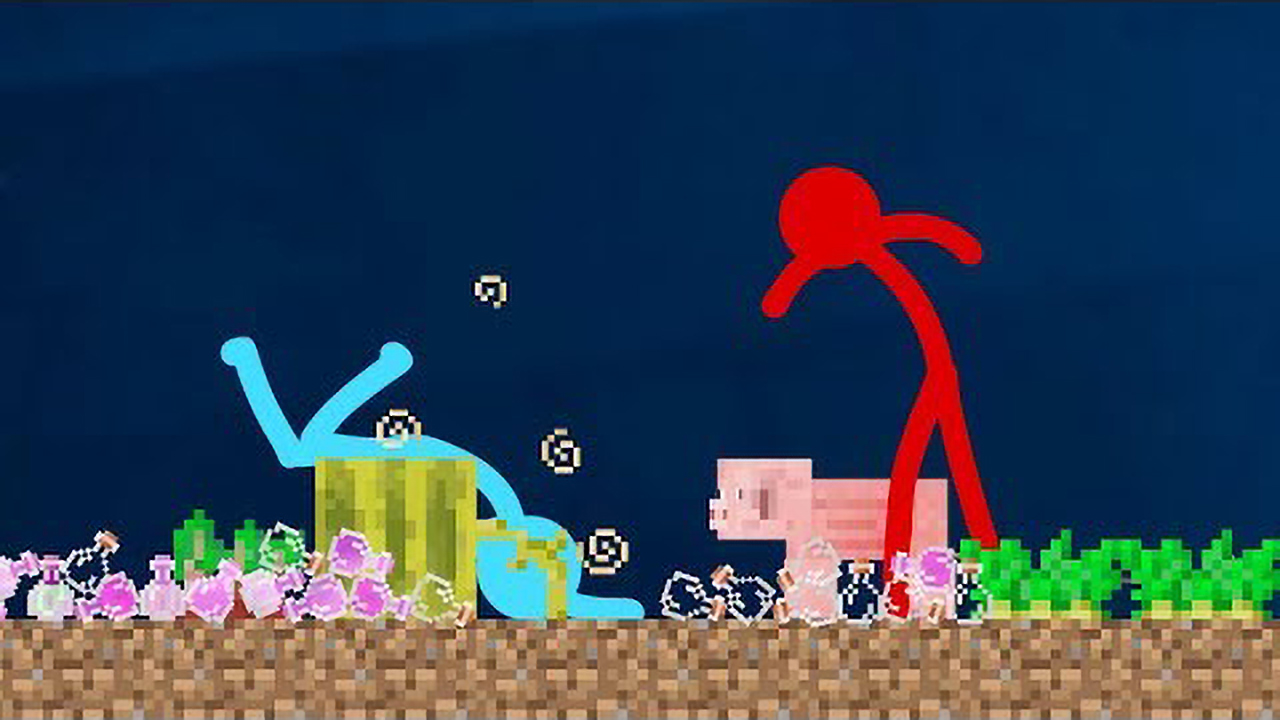Build battle potions: Stick figures build with magic
