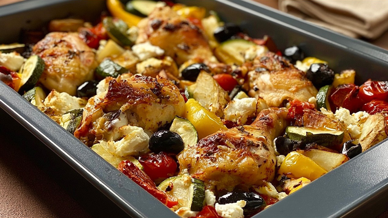 One-pan Mediterranean chicken with vegetables! Juicy, colorful and full ...