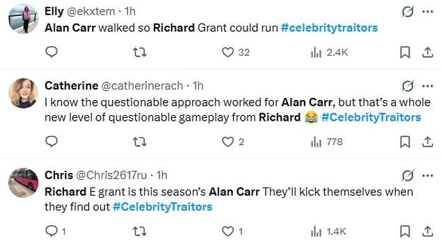 Richard E Grant is already hailed an 'icon' as Celebrity Traitors fans ...