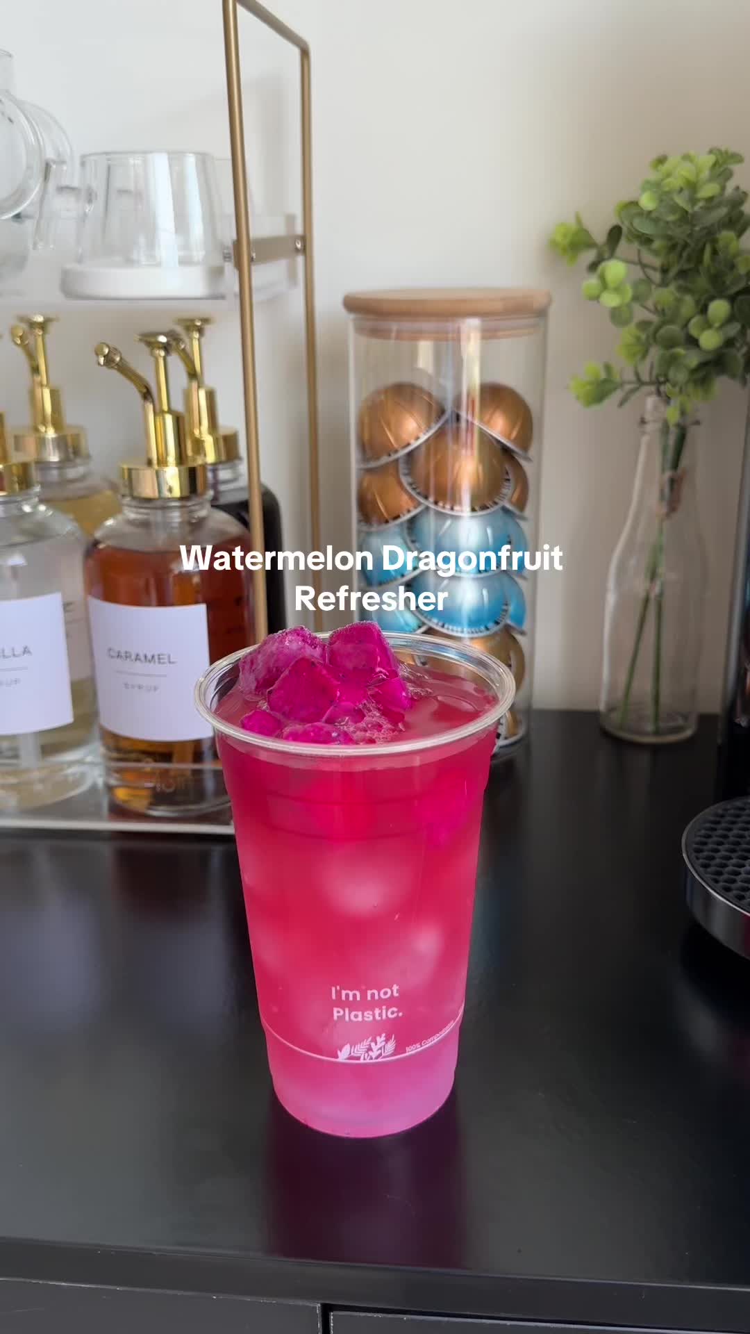 Watermelon dragonfruit refresher made at home