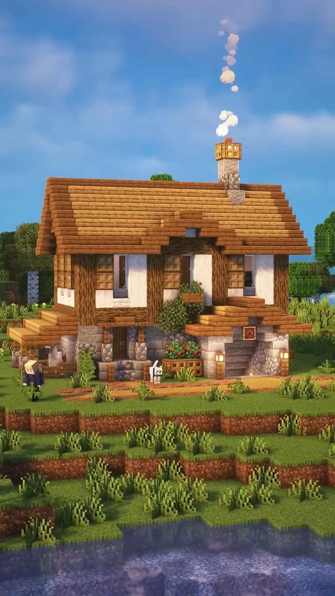 Beautiful wooden starter base in Minecraft