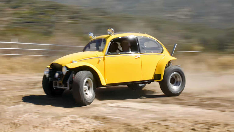 Jay Leno gets a dirt-slinging history lesson in a 190-HP Baja Bug