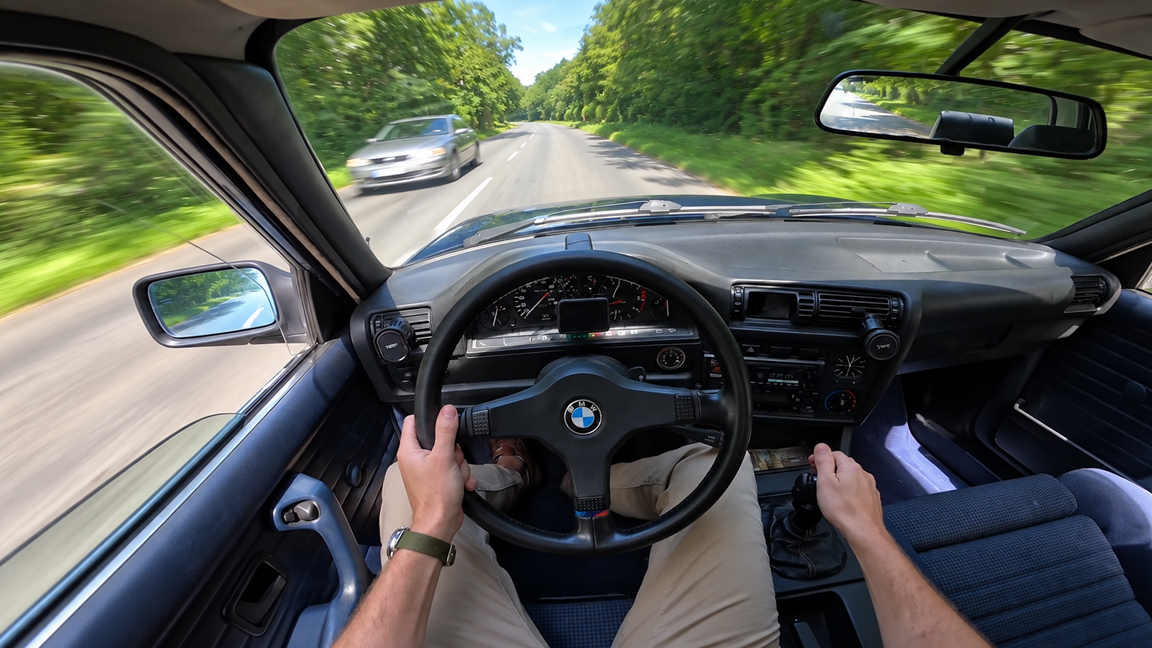 BMW E30 3.1 M52 big turbo goes full throttle on the Autobahn
