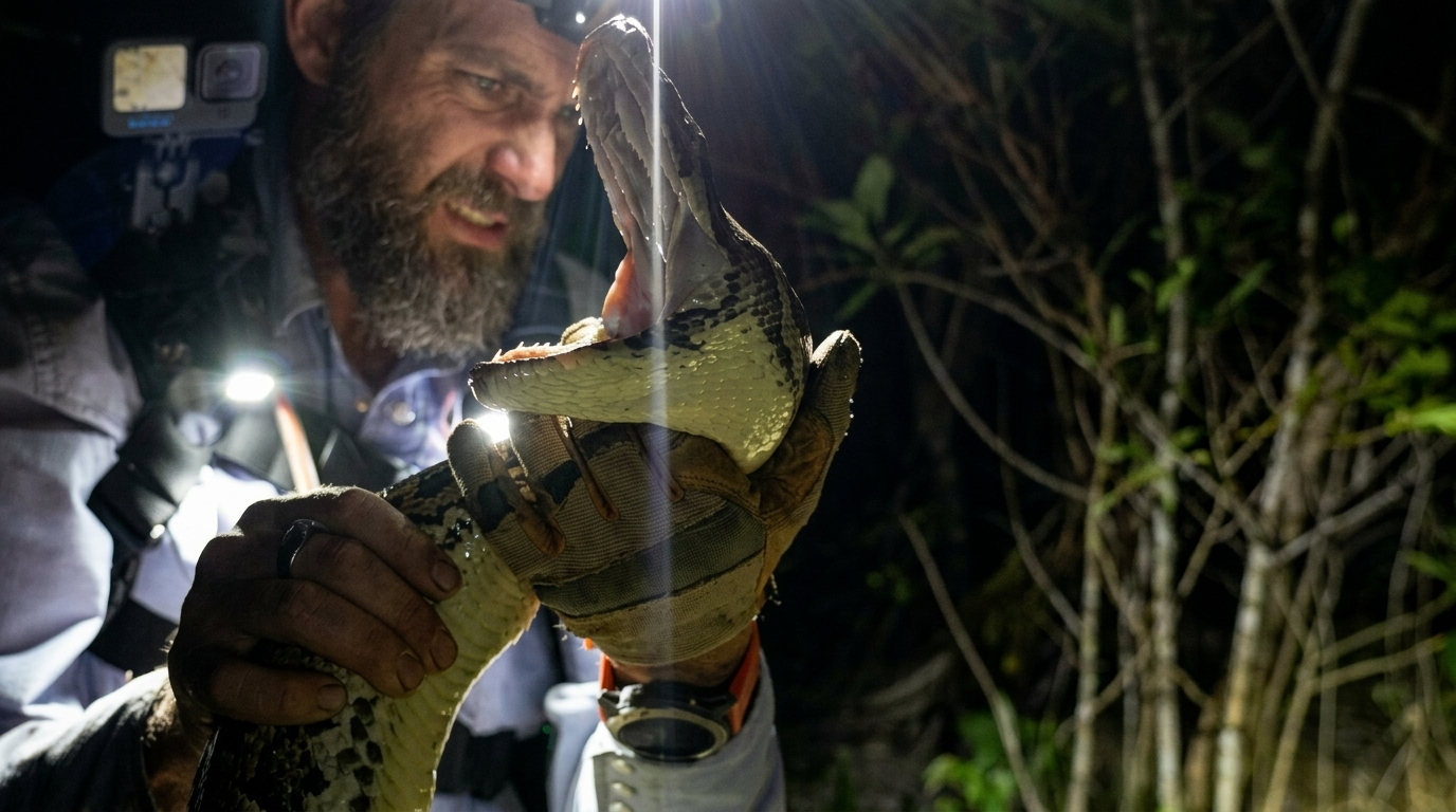 This giant python was not going out without a fight