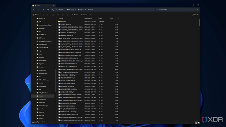Prefetch folder on Windows 11.
