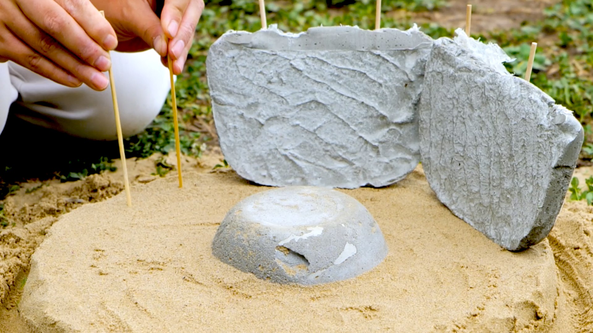 Creative backyard upgrades with cement and wood