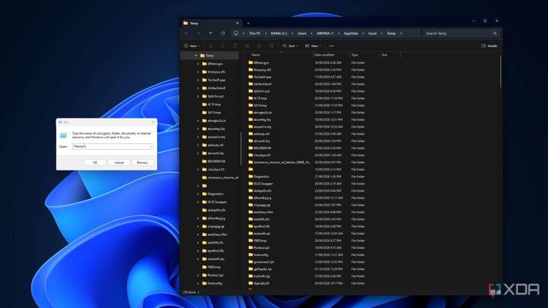 %Temp% folder and the files on Windows 11.