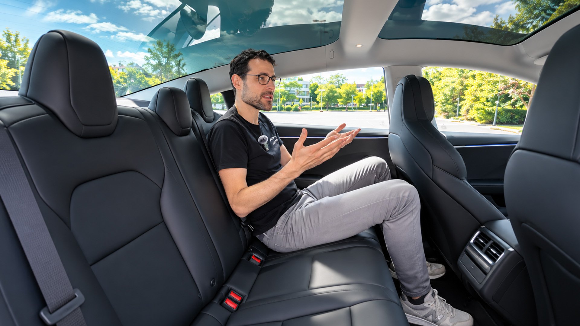 How spacious are the Tesla Model 3 Performance rear seats for adults?