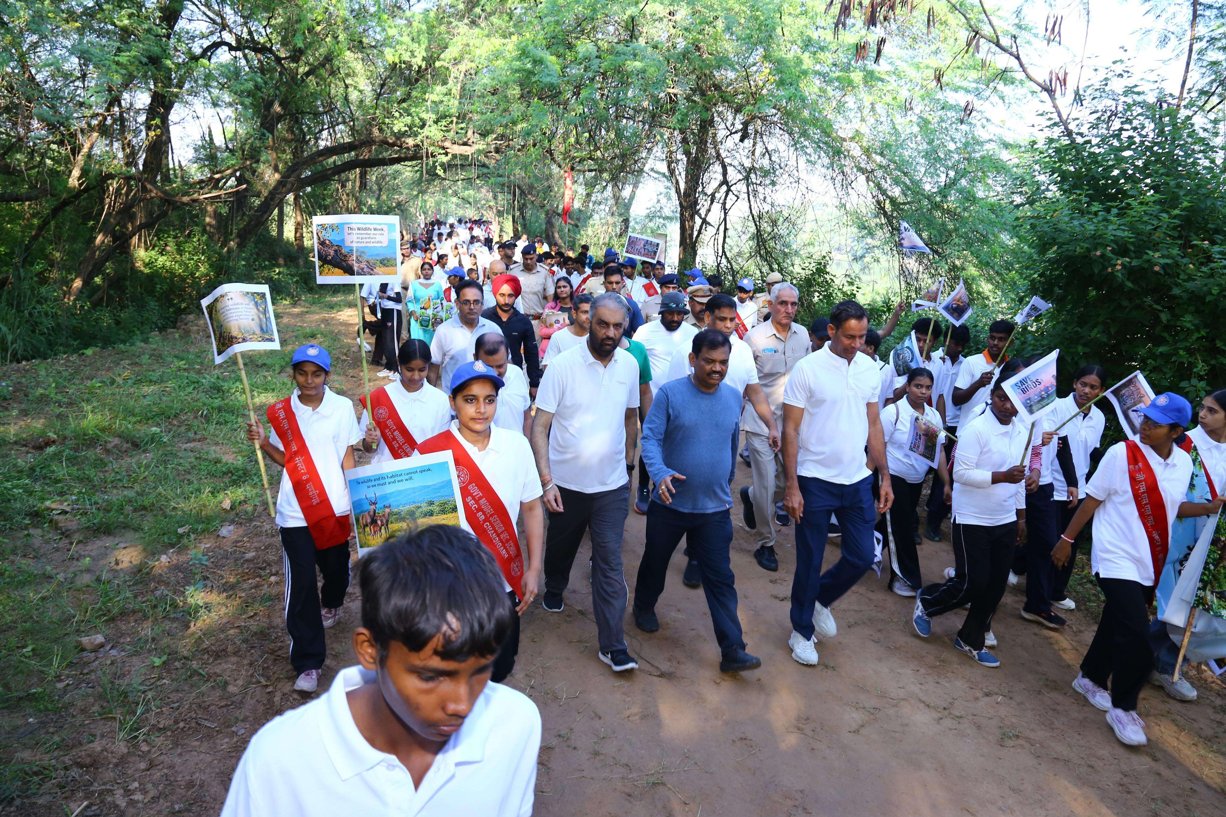 UT launches wildlife week with Sukhna walkathon