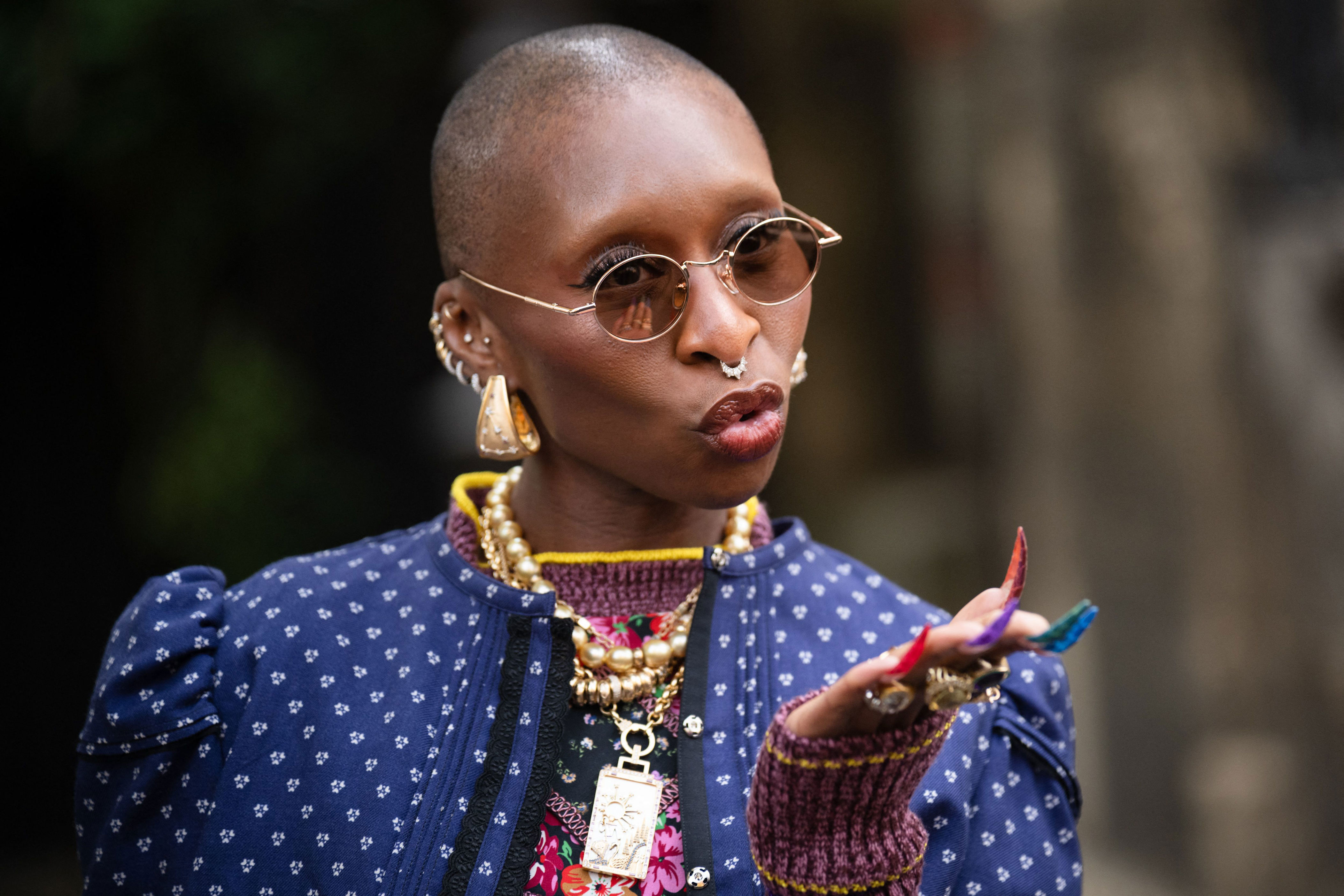 Cynthia Erivo's colorful croc French manicure is a jewel-tone masterpiece