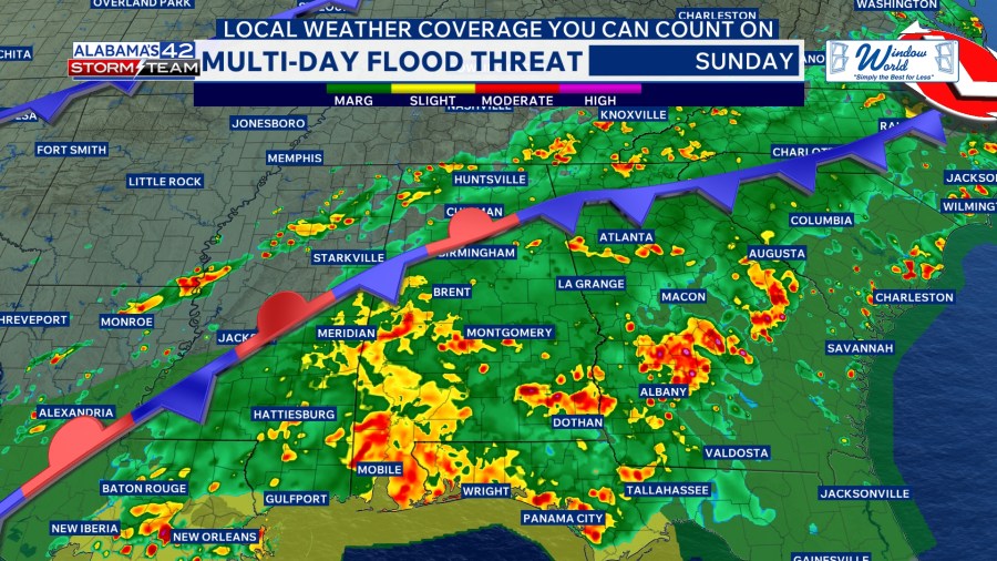 Rainy weekend ahead for central Alabama; cooler, drier weather arrives next week