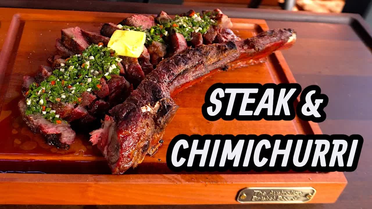 Master reverse searing a tomahawk steak with chimichurri sauce