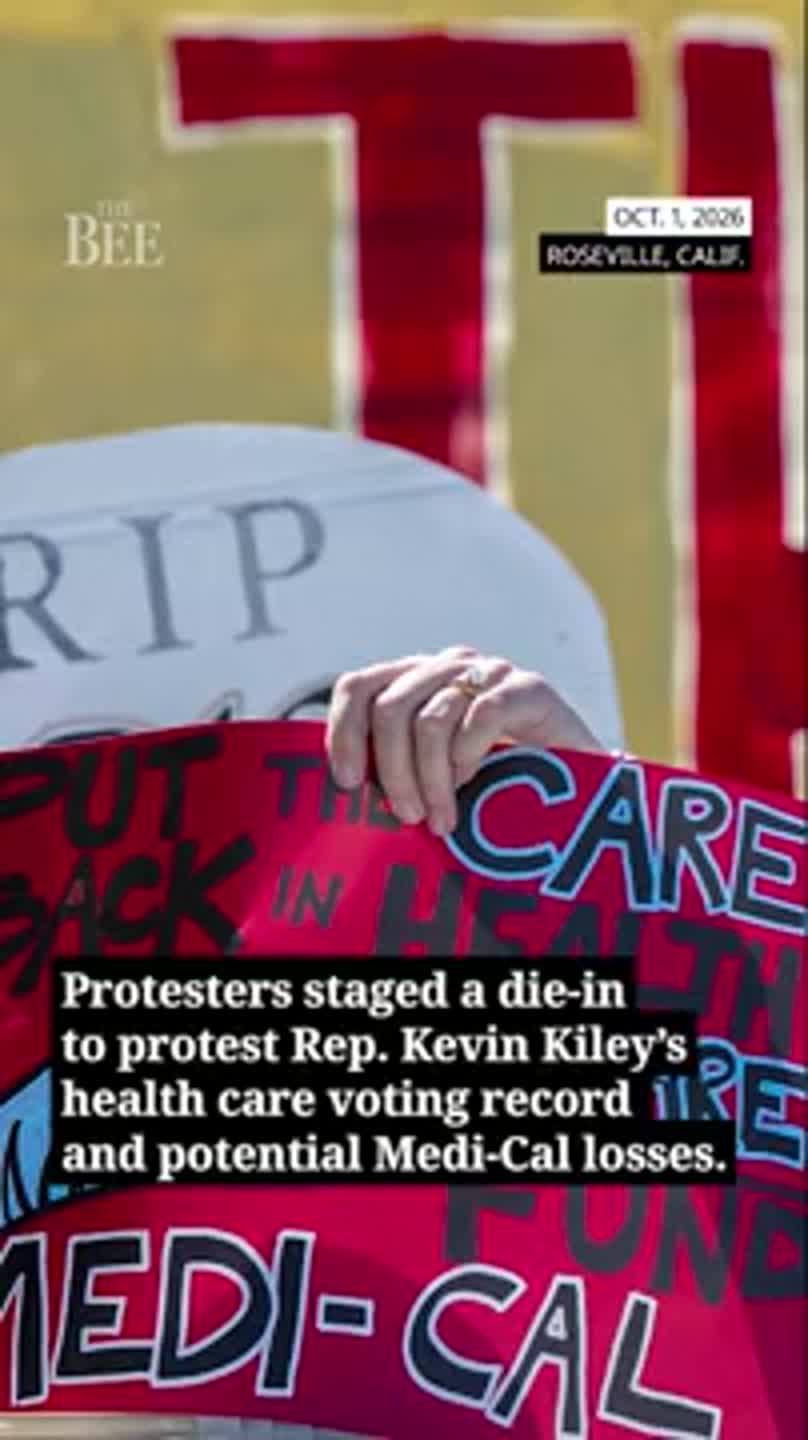 Protesters stage die-in in Roseville to protest Rep. Kevin Kiley