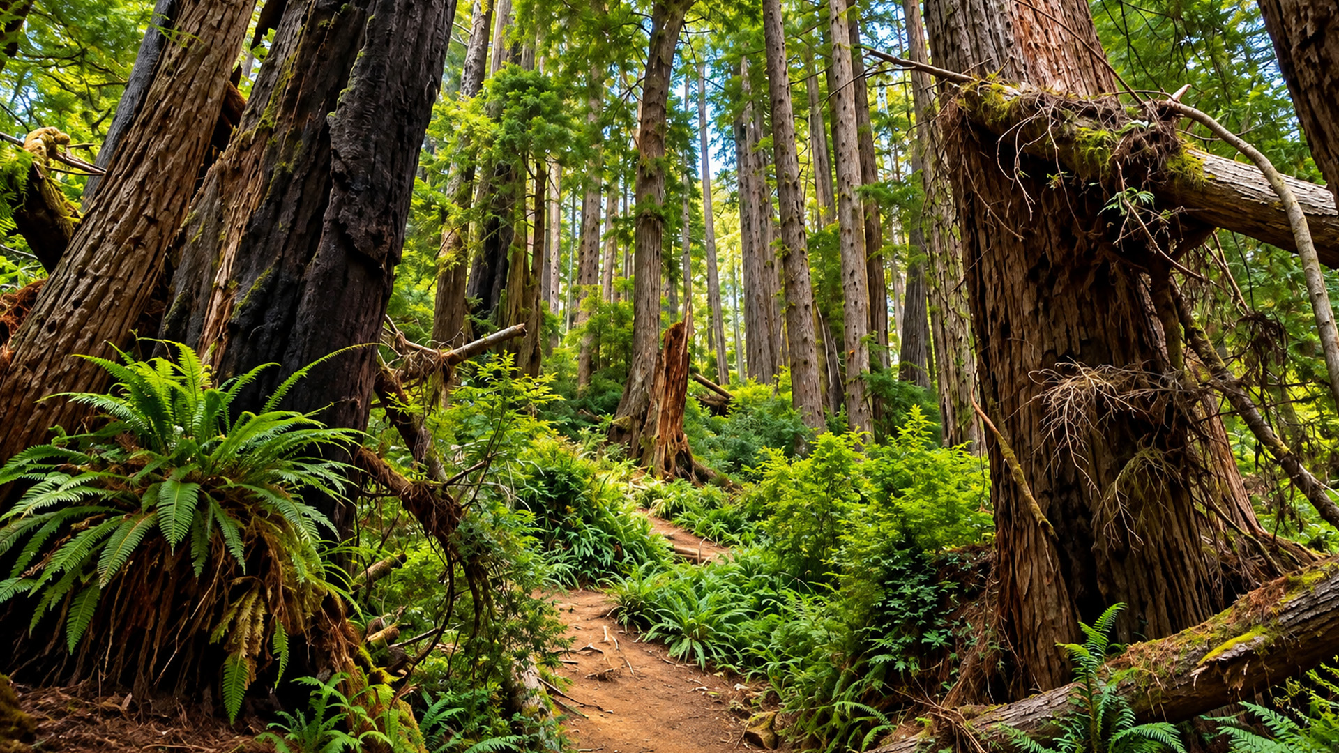 Hiking beneath giant redwoods on James Irvine Trail (4K)