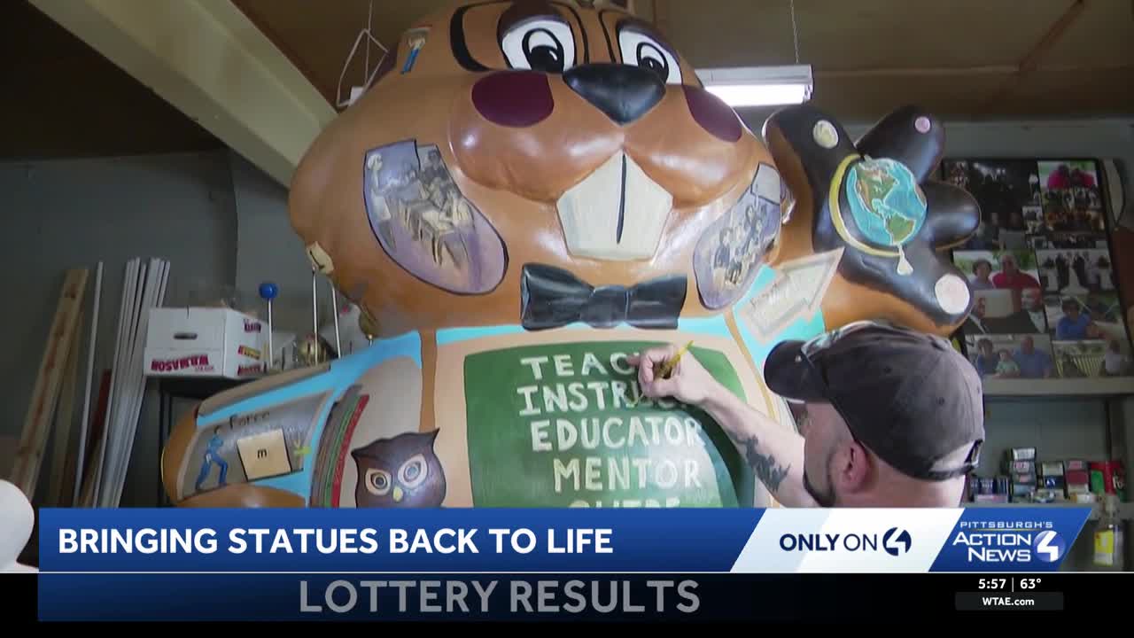 Pennsylvania artist restores, leaving his mark on Punxsutawney Phil statues