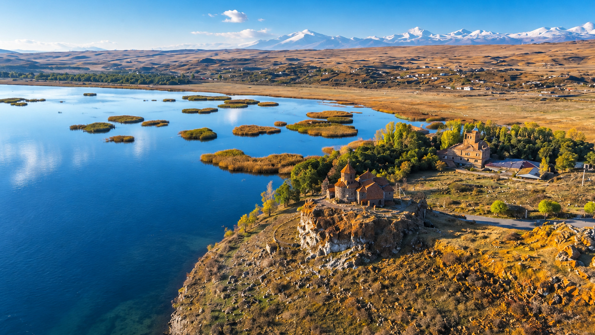 Why were churches built beside this high lake?