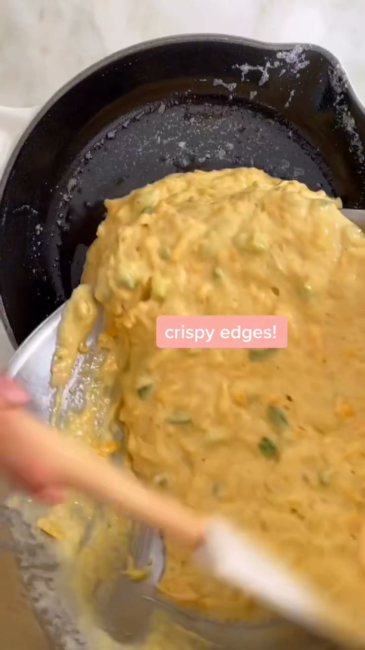 Jalapeño cheddar cornbread with crispy edges