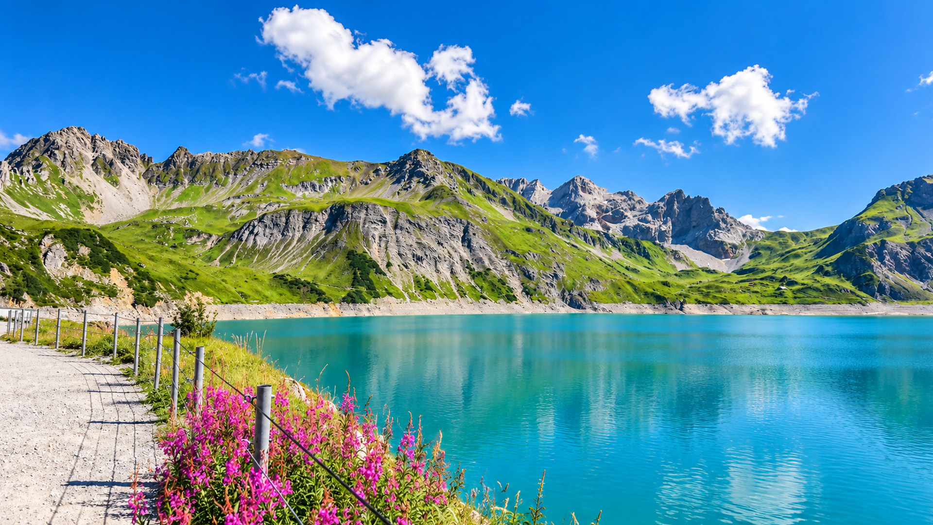 Lünersee Austria scenic alpine lake circular trail (4K)