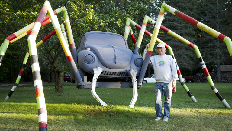 Pennsylvania man turns old car parts into giant yard sculptures