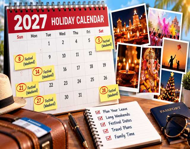 2027 holiday calendar: 8 major festivals fall on weekends, check dates