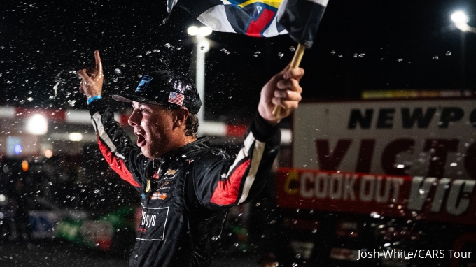 Caden Kvapil reacts after unofficially clinching CARS Tour late model ...