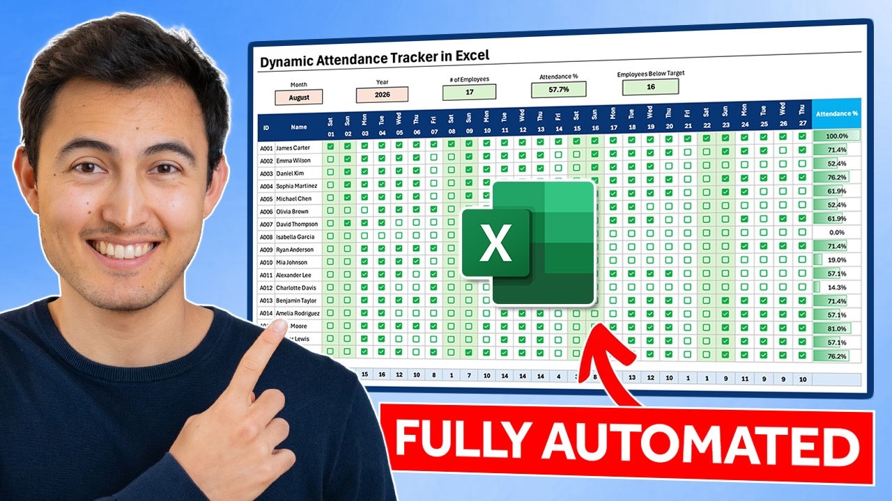 Make an automated attendance tracker in Excel + free template