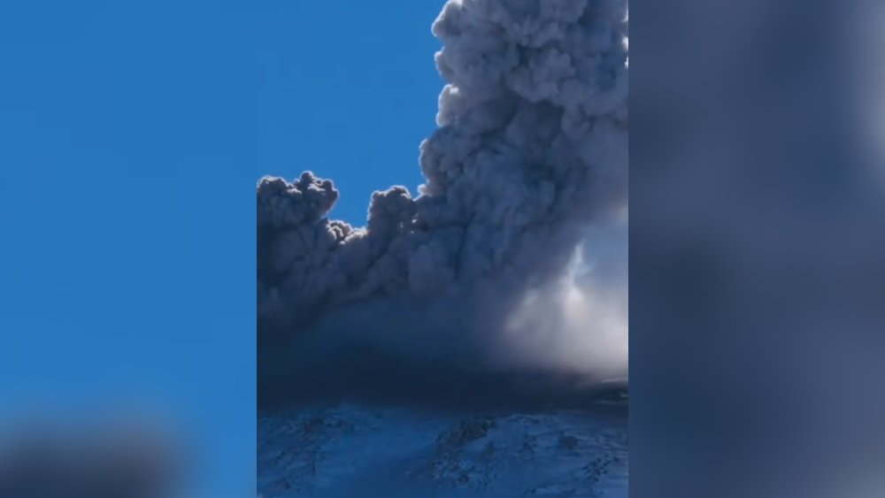 Italy's ski team trains as a volcano erupts