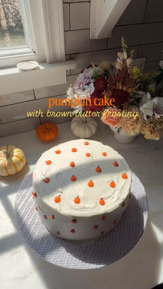 Fluffy pumpkin cake with brown butter frosting