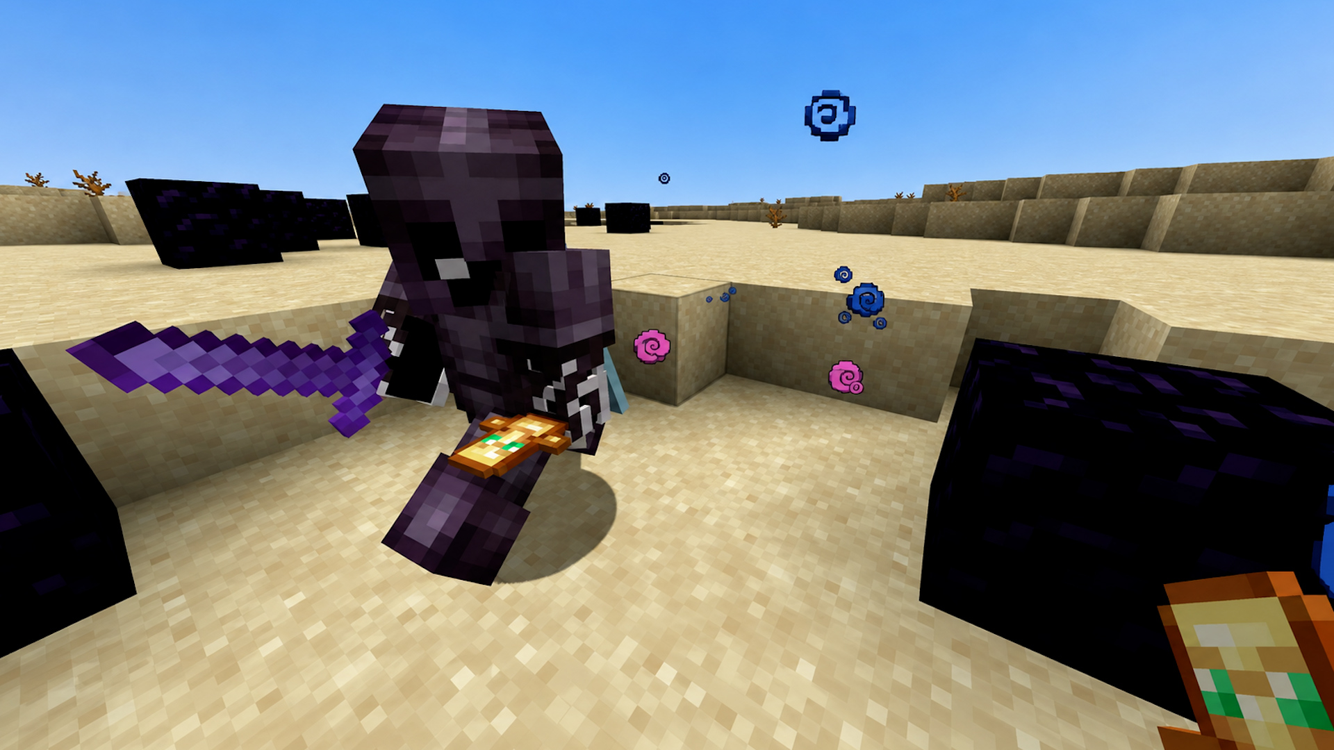 Player battles a supporter in a Minecraft combat match