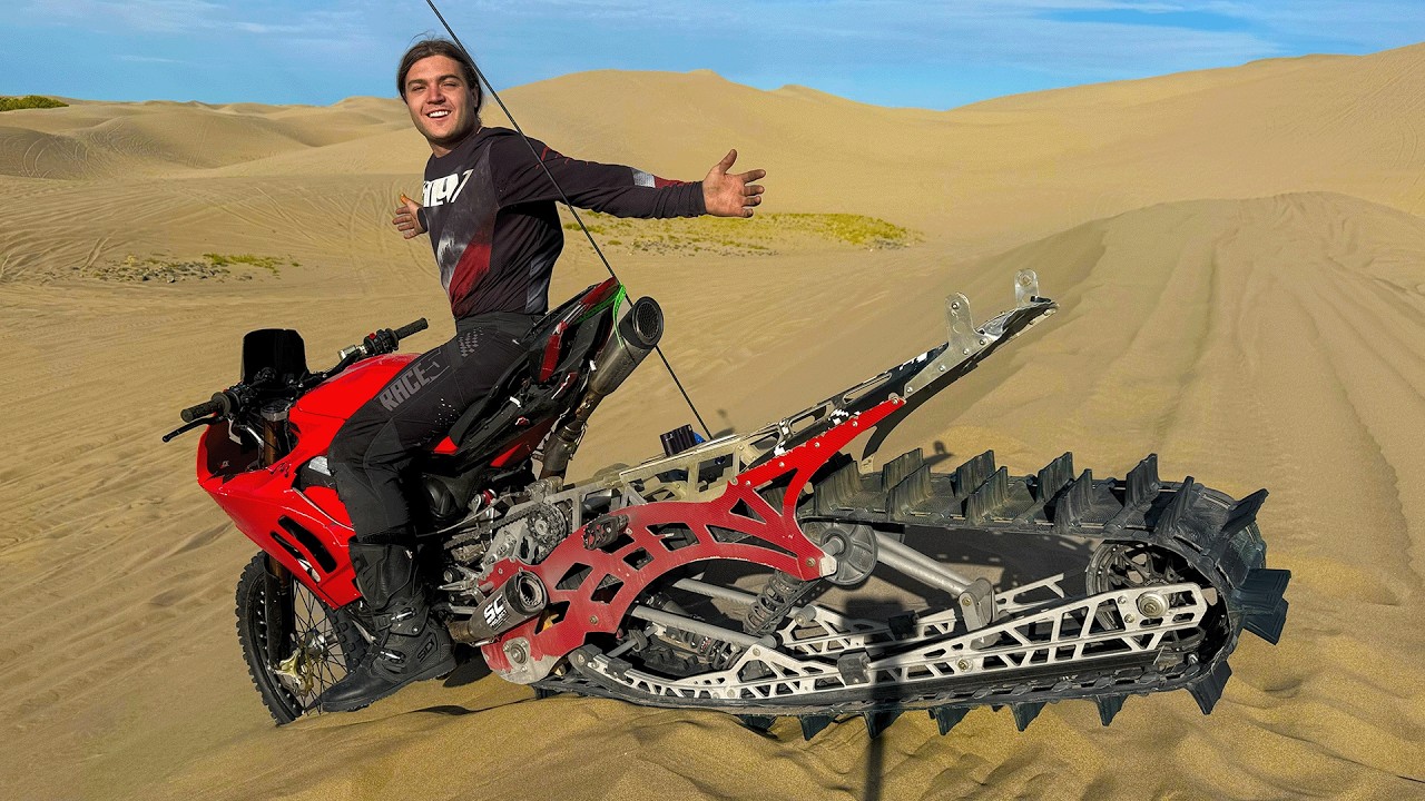 Testing crotch rocket on tracks in sand dunes