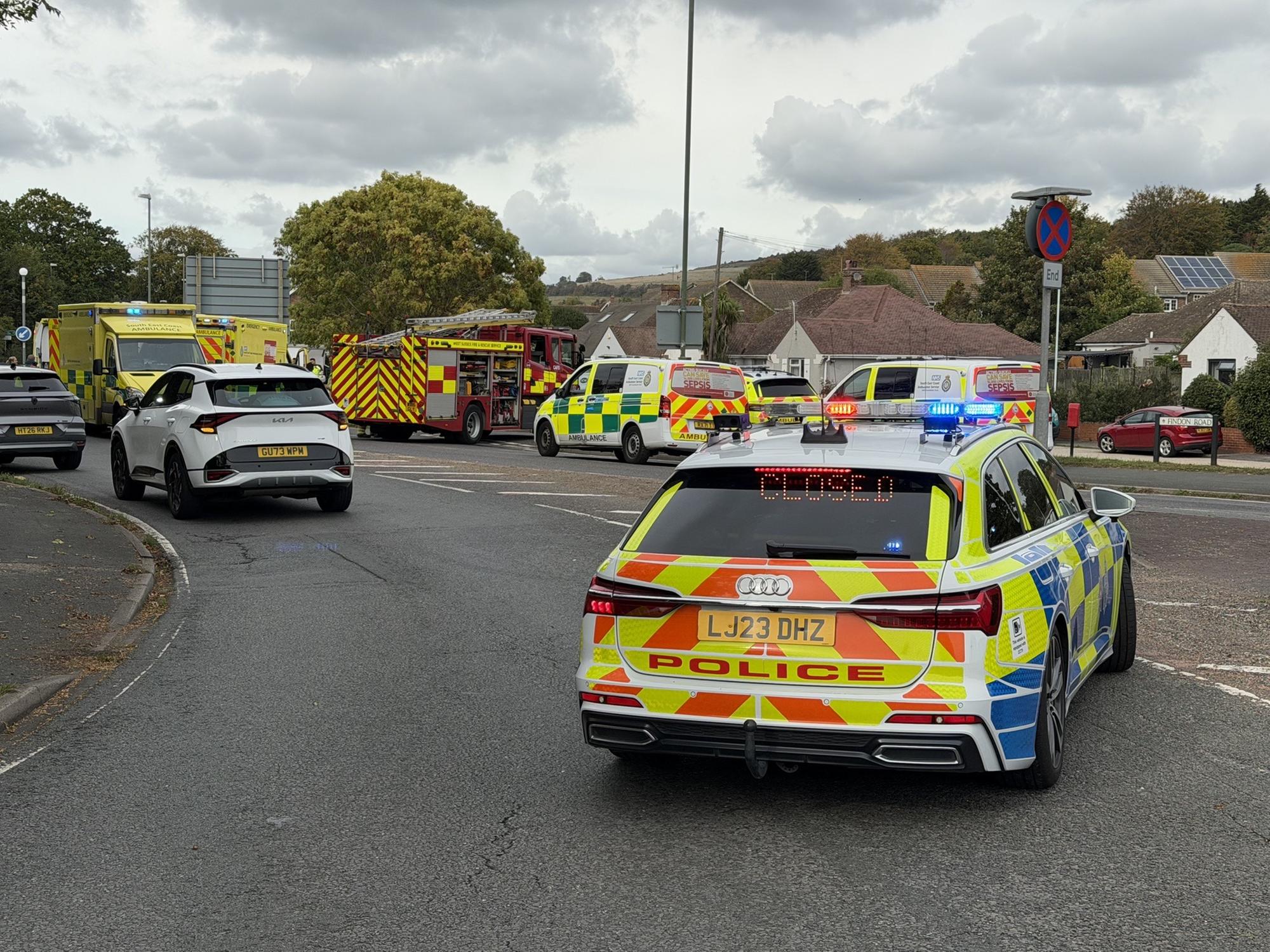 A24 in Worthing blocked following reported motorbike fire