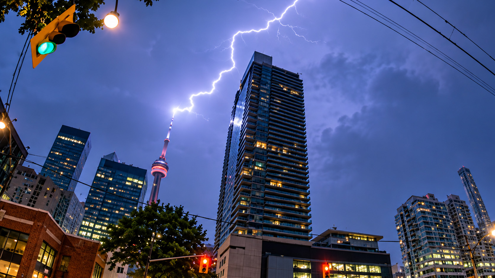 Dramatic lightning flash with loud thunder