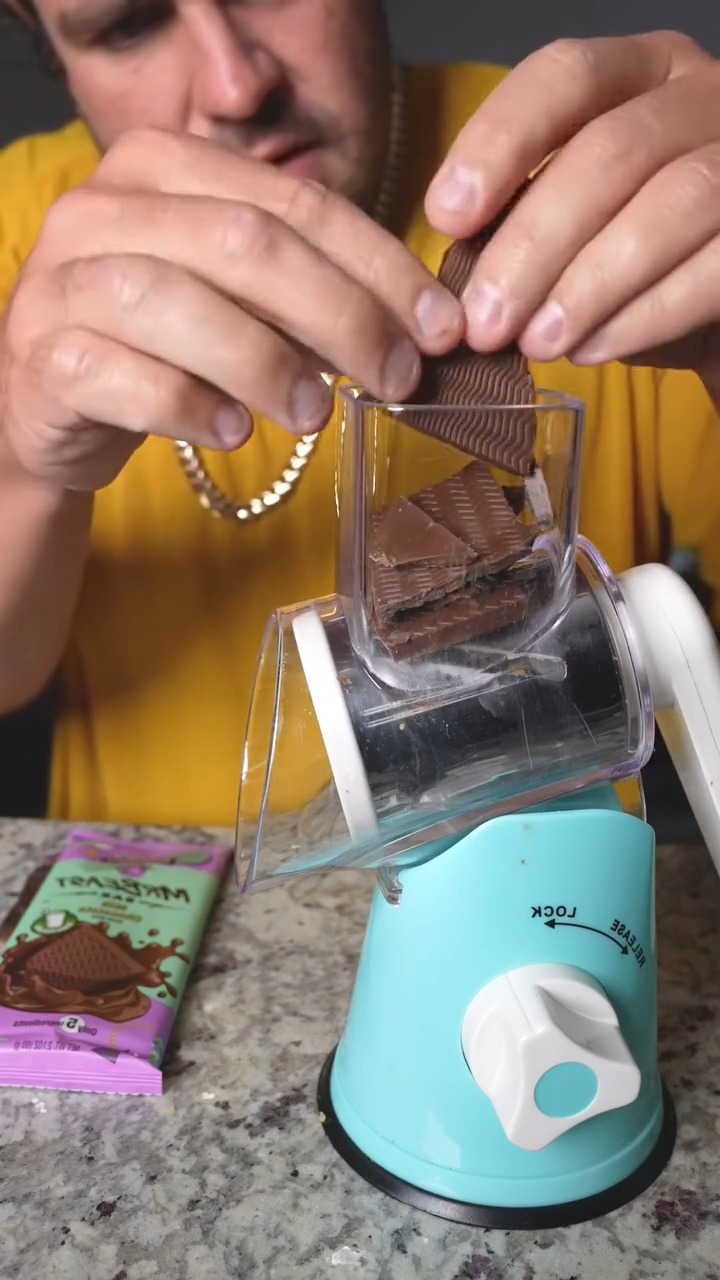 Making chocolate candy in a candy machine