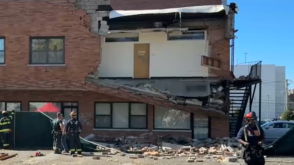 Part of office building collapses in Mineola, Long Island