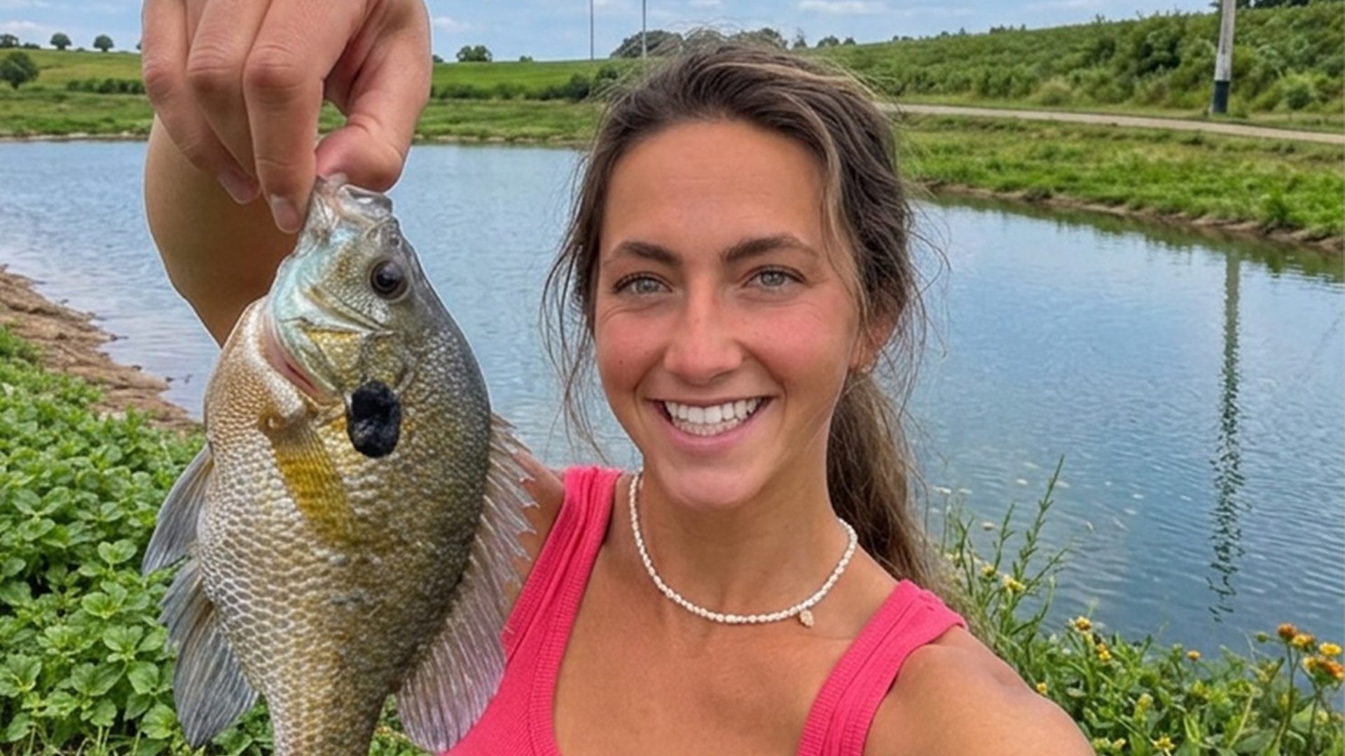 Fishing the farm pond for the first time