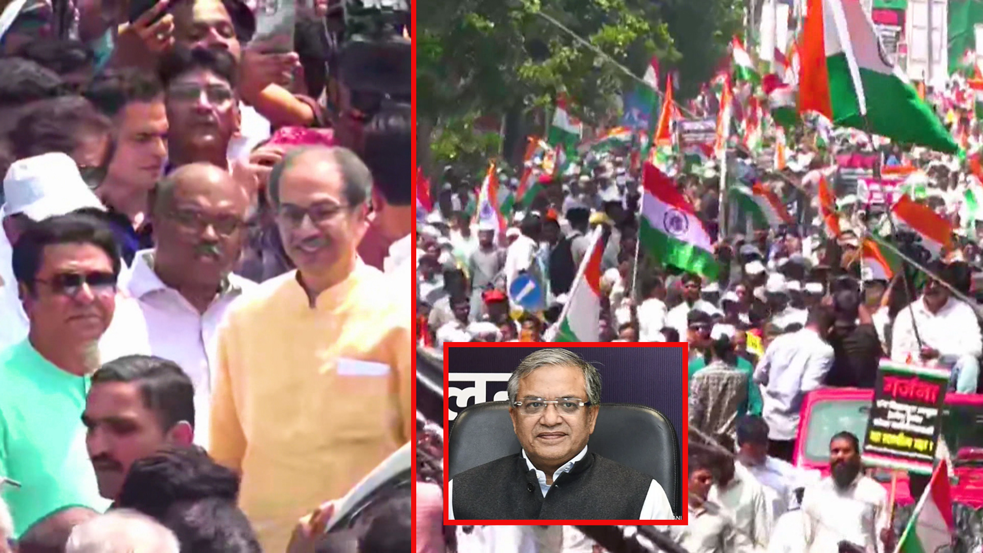 Uddhav & Raj Thackeray lead march against 'Hitler-style' rule, demand ...