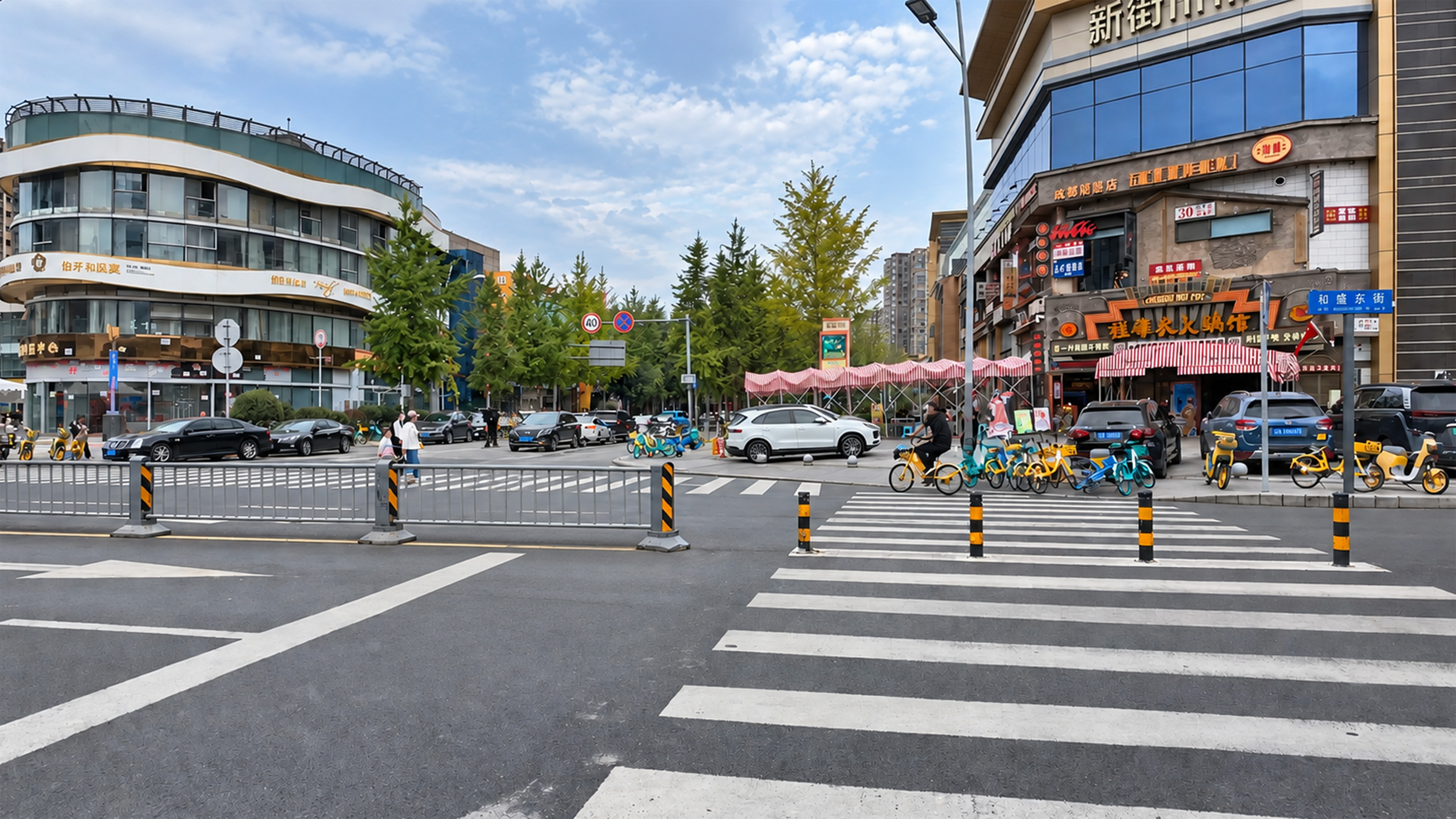 A modern shopping district brings everyday street life to China