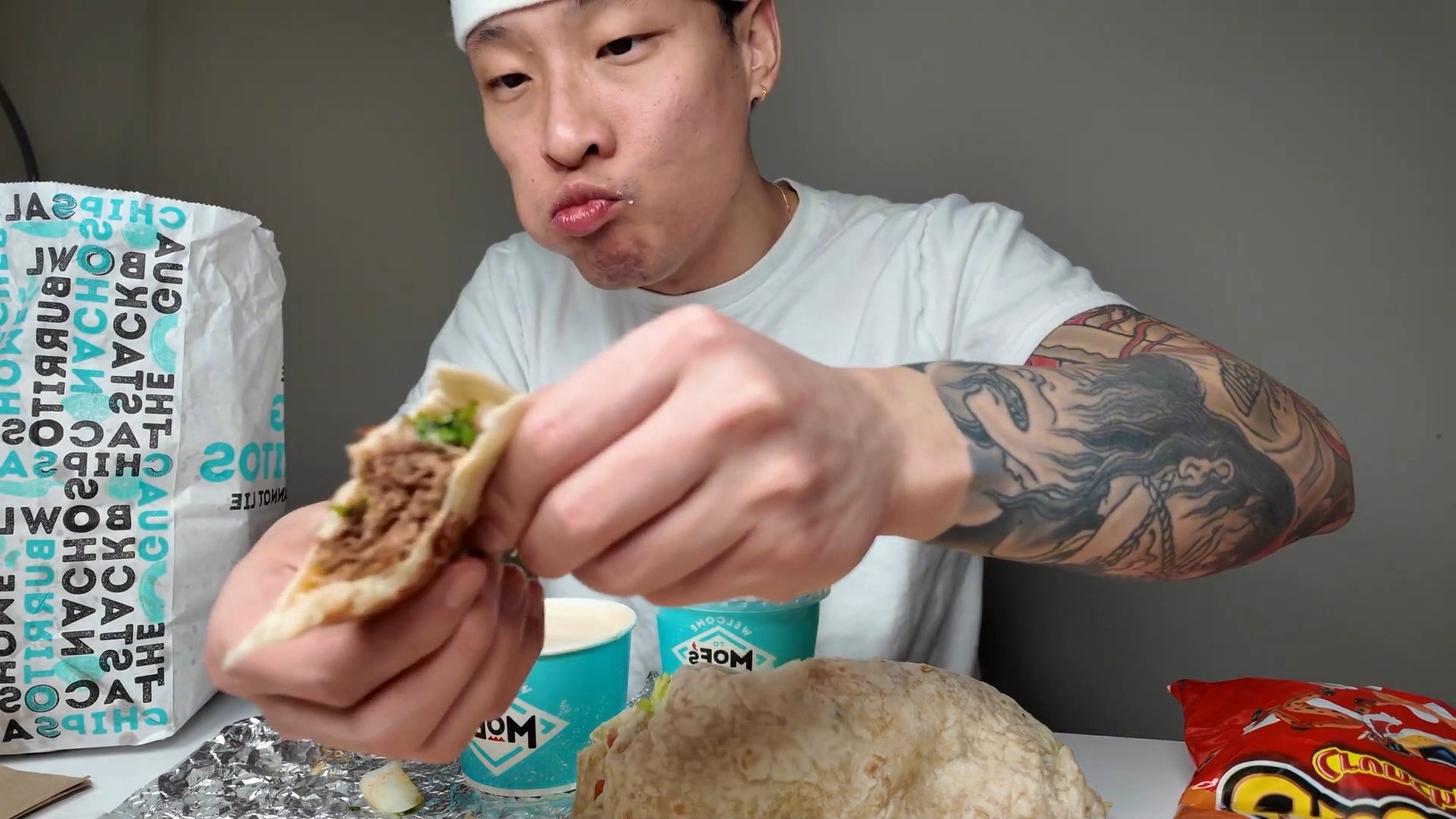 Full eat: Massive Moe’s Southwest Grill burrito & tacos mukbang