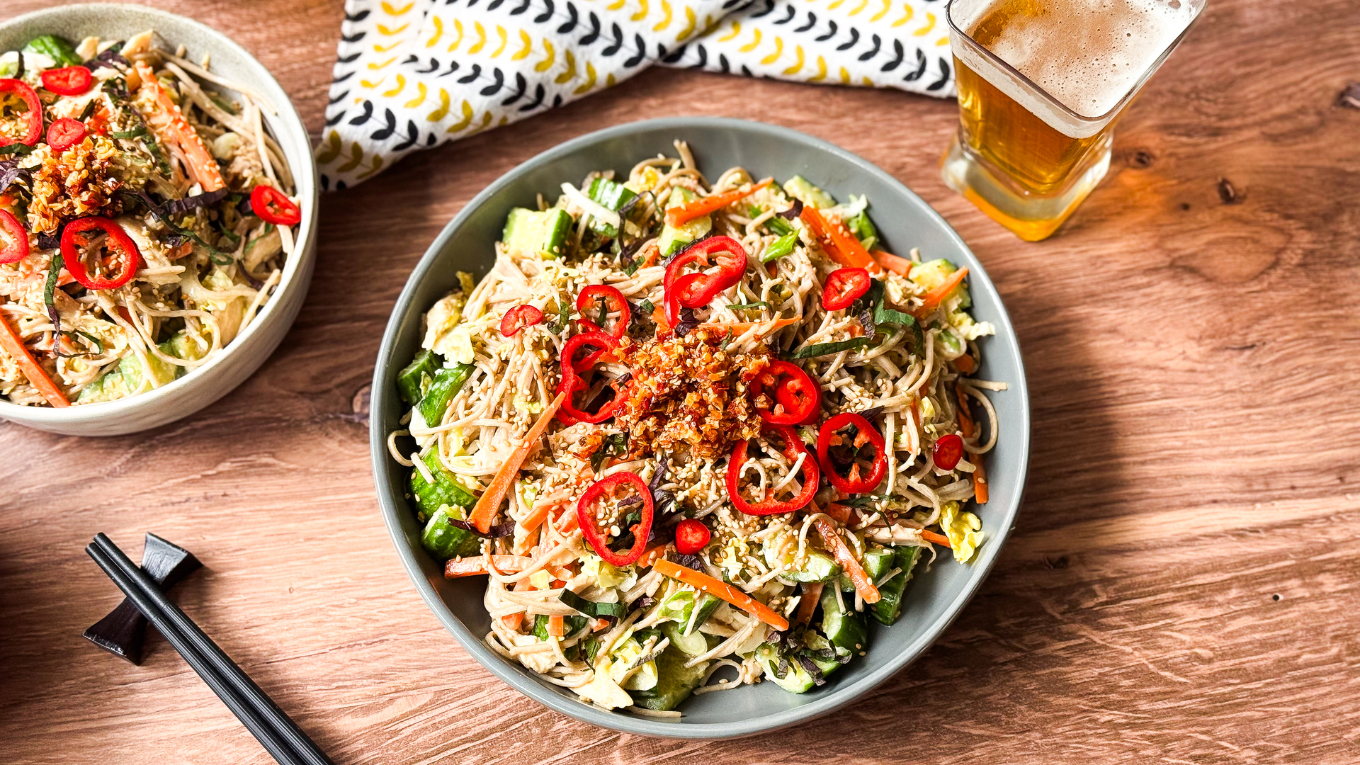 Give leftover rotisserie chicken new life and make this chilled soba salad