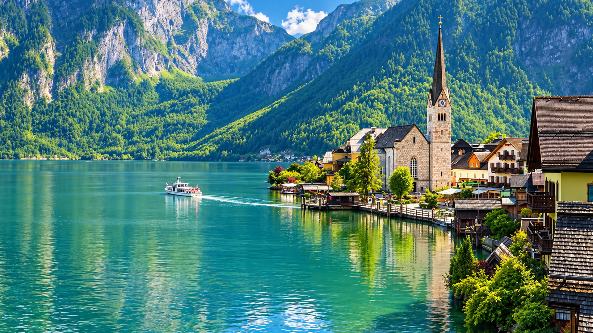 Hallstatt Austria scenic streets and alpine views (4K)