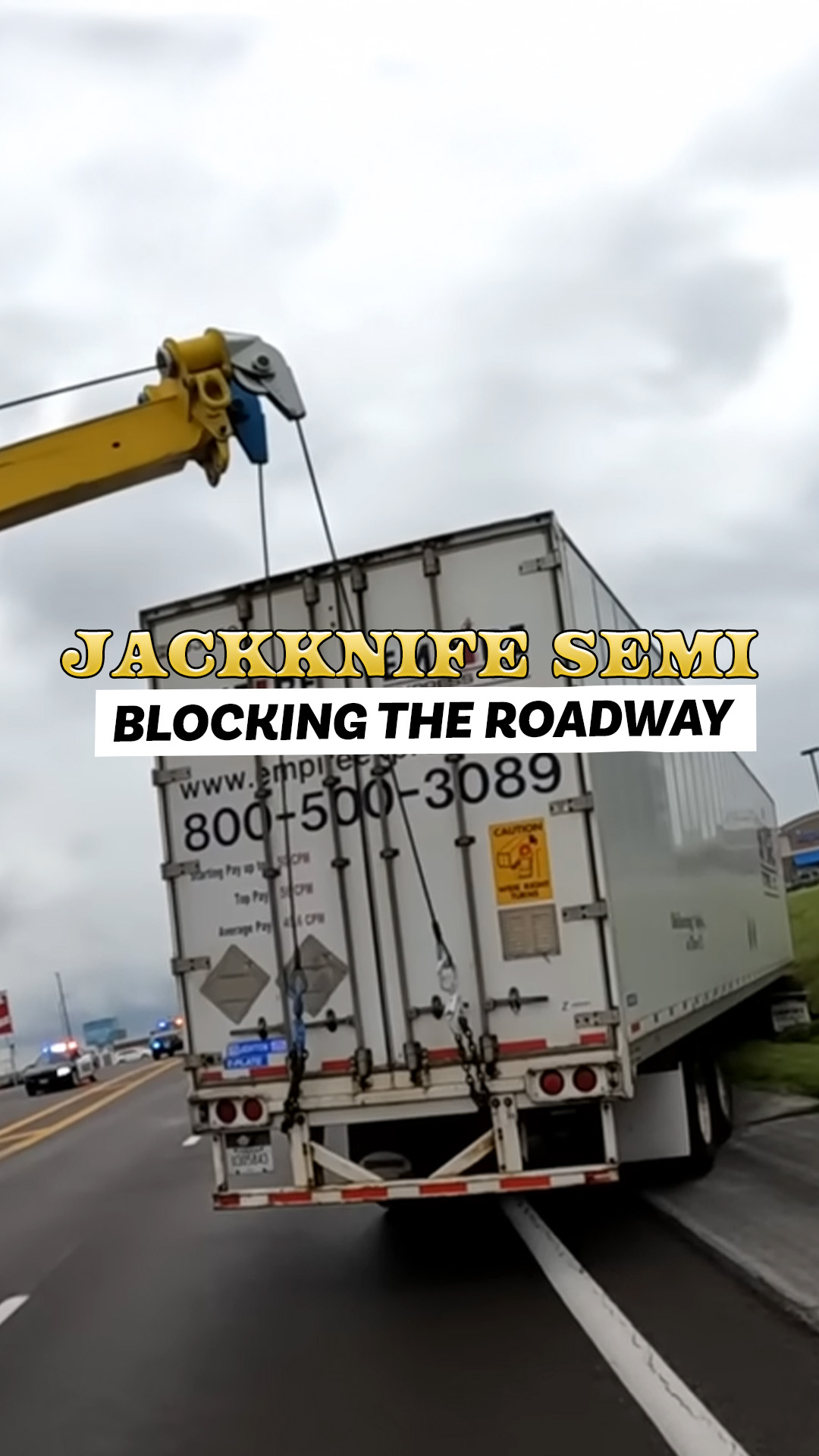 Code 2 rotator run: Jackknifed semi recovery