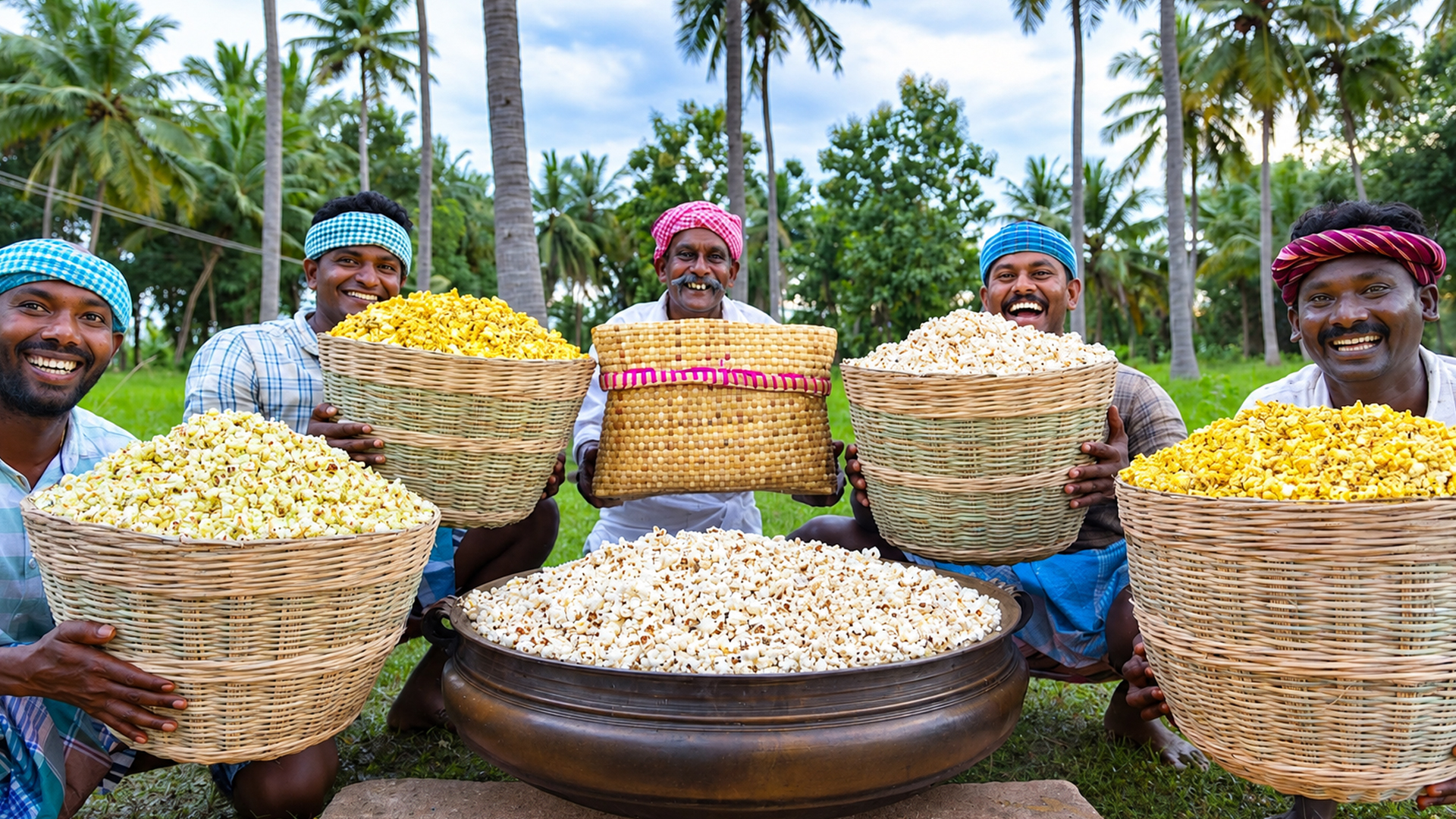 Traditional village style spicy butter popcorn snack recipe cooked by ...