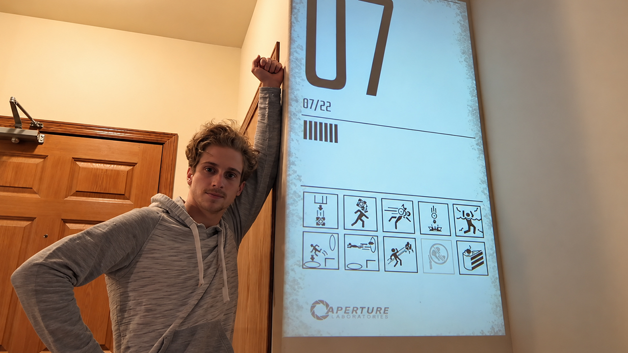 Portal 2 animated projection DIY turns wall into test