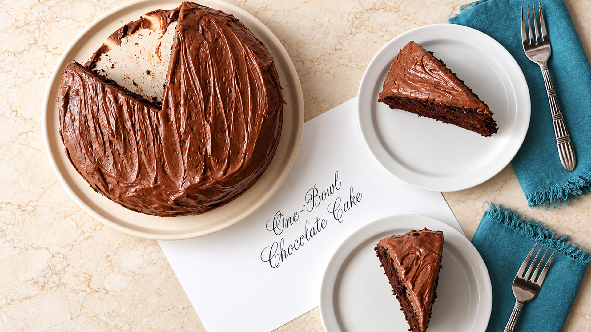A rich homemade chocolate cake made in just one bowl