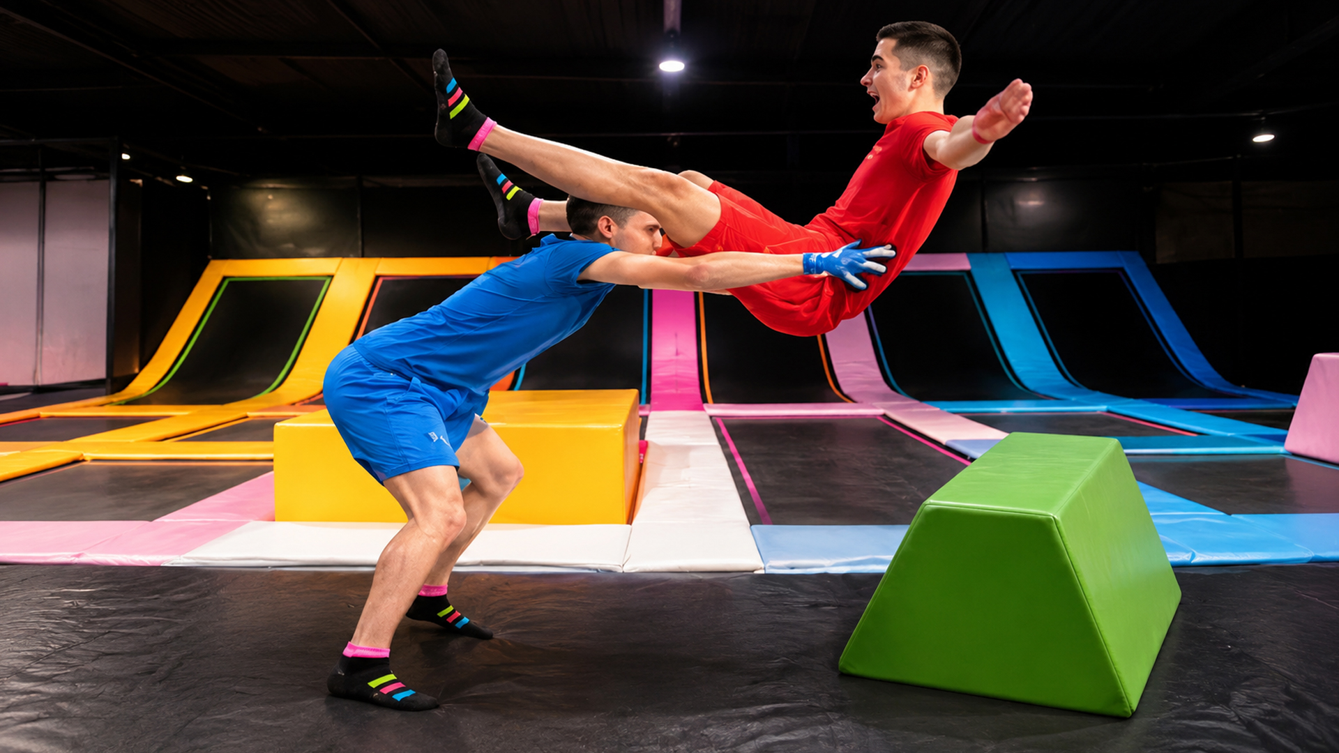 Trampoline park finale features wild WWE-style wrestling moves