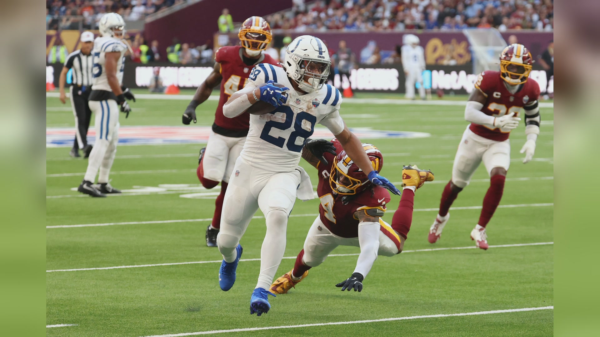 Colts beat Commanders 30-13 in London as Mariota exits with knee injury