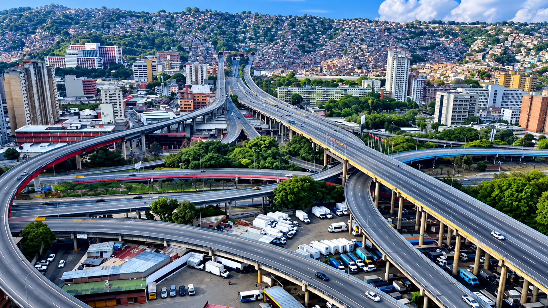 A web of highways running through Caracas