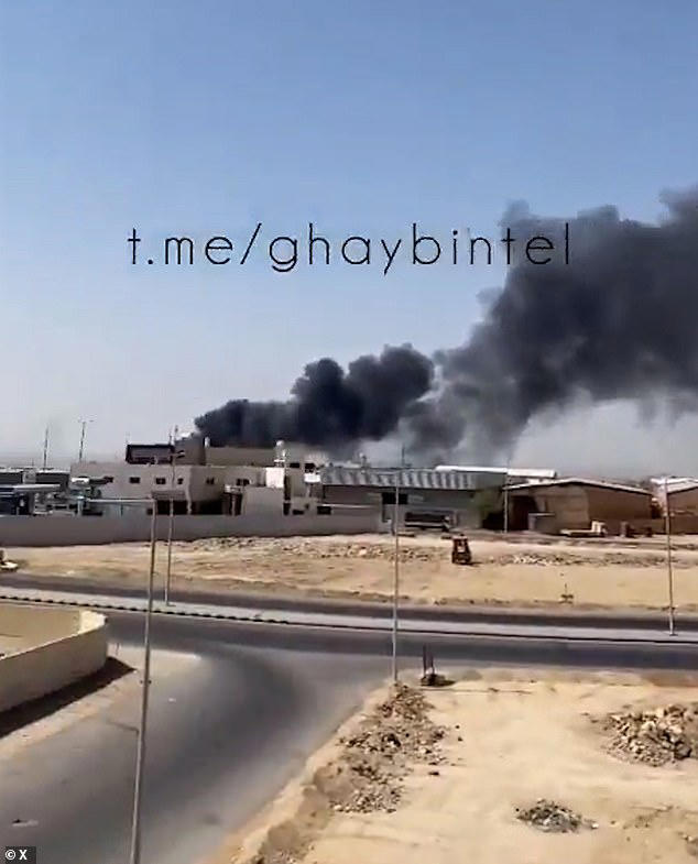Billowing black clouds were seen over the oil infrastructure following the Houthi attacks